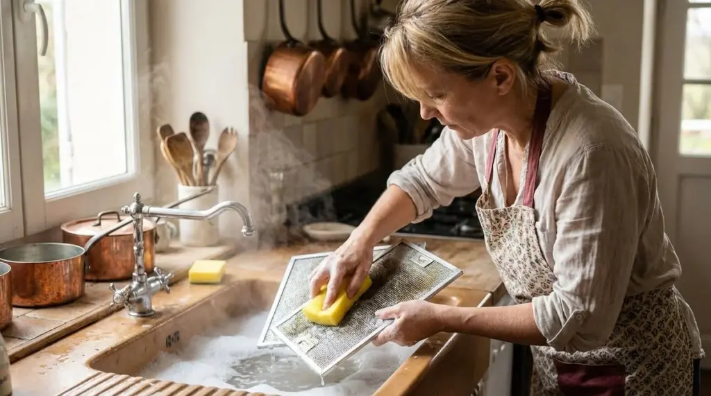 Darum geben Profis immer eine Tasse Backpulver zu den Dunstabzugsfiltern: Der 30-Minuten-Trick