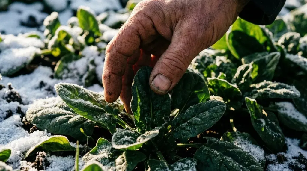 Warum nordische Gärtner im Winter dicke Spinatblätter ernten